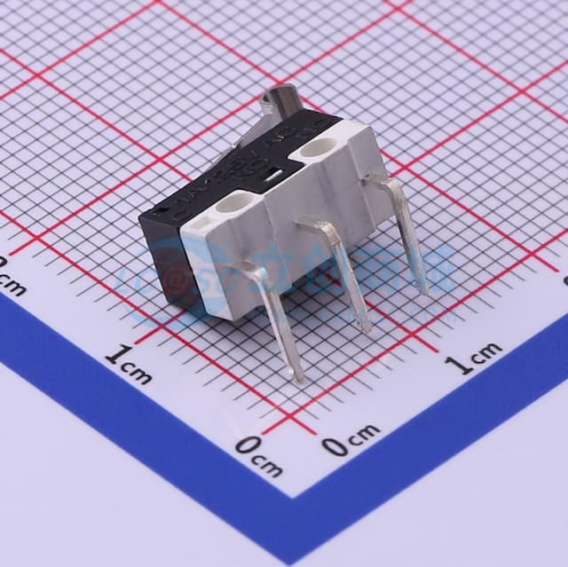微动开关/行程开关小微动12.8*5.8mm弧型柄右弯脚 【行程】实物图