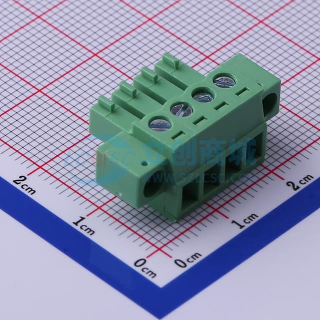 3.81mm 1x4P 排数:1 每排P数:4 螺丝固定实物图