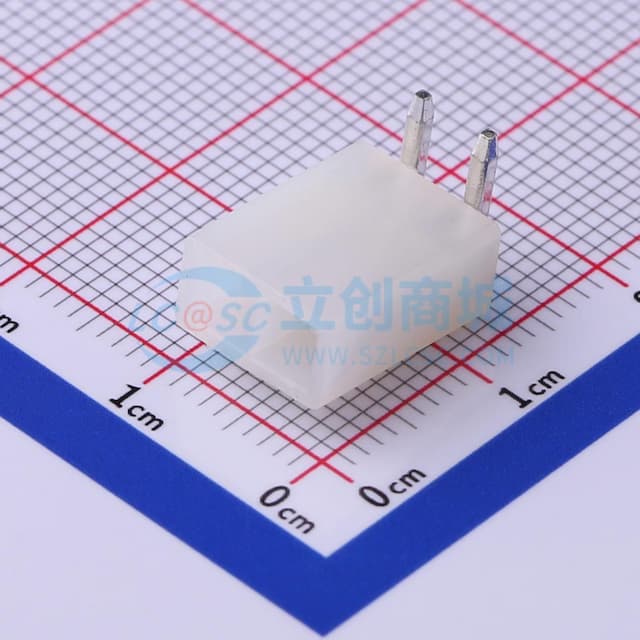 白色半透明 1x2P 间距:4.2mm 弯插【插件】实物图
