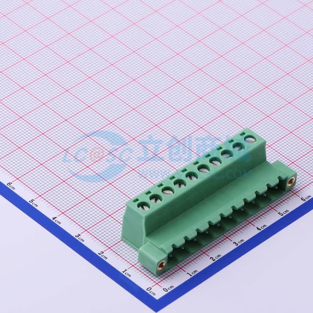 5.08mm 1x10P 排数:1 每排P数:10 螺丝固定实物图