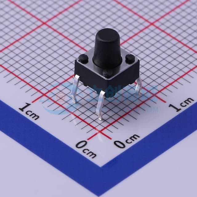 轻触开关6*6*7.5mm插件四脚DIP圆柄黑柄250gf 【轻触】实物图