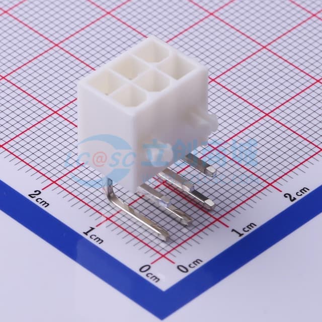 白色 2x3P 间距:4.2mm 弯插【插件】实物图