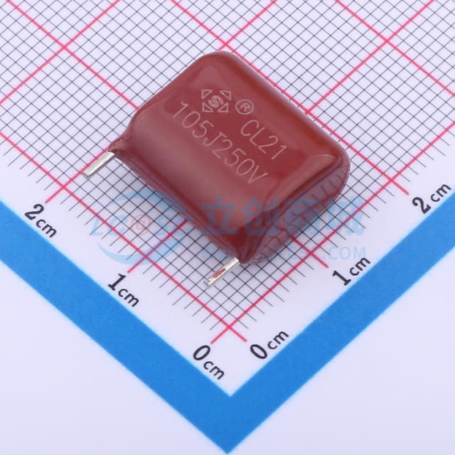 1uF ±5% 250V P=15 L=3.5 17/14/8 CL21实物图
