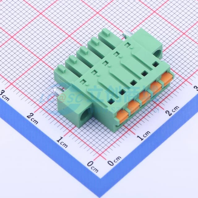 绿色 螺丝固定 1x5P 3.81mm 排数:1 每排P数:5实物图