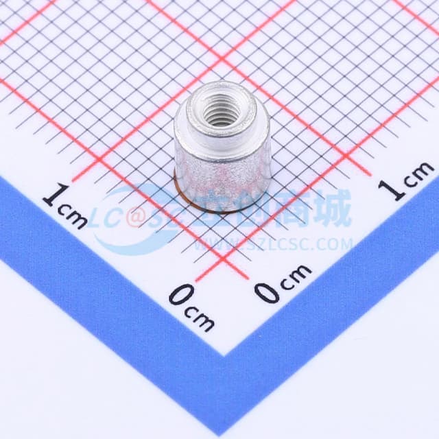 雄和远景，电路板表贴圆螺母柱，M2.5Xφ5.56X5+1.53，铁镀锡，编带装实物图