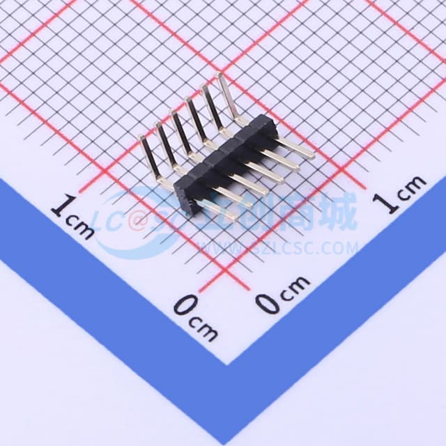 1x6P 间距:1.27mm 方针 弯插 【插件】实物图