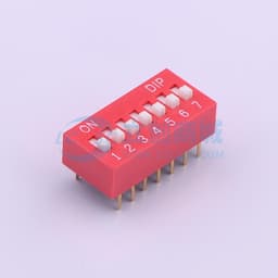 拨码开关红色07P-180度7PIN间距2.54mm立式直插正拨平拨7位DIP 【拨码】缩略图