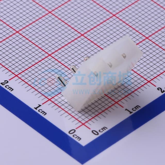 白色半透明 1x3P 间距:4.2mm 弯插【插件】实物图