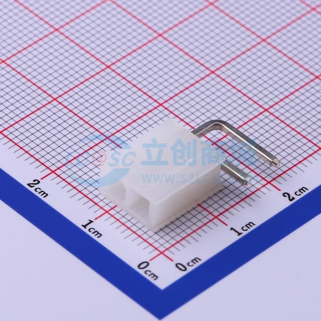 白色半透明 2x1P 间距:4.2mm 弯插【插件】实物图