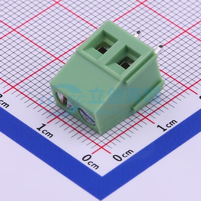 1x2P 5.08mm 直插 排数:1 每排P数:2 【螺钉】实物图