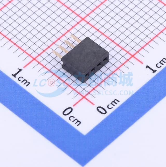 间距:1.27mm 1x4P 直插 【插件】实物图