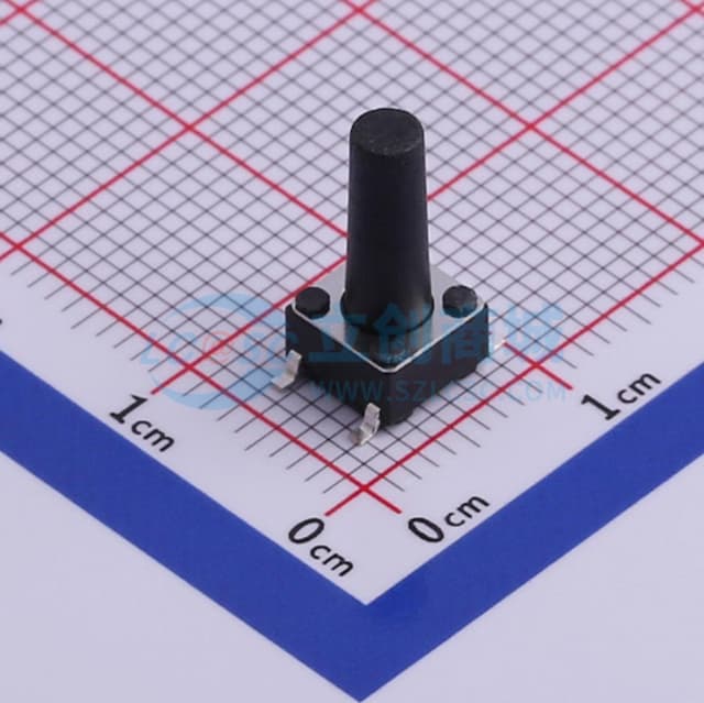 轻触开关6*6*13mm贴片四脚SMD黑柄250gf实物图