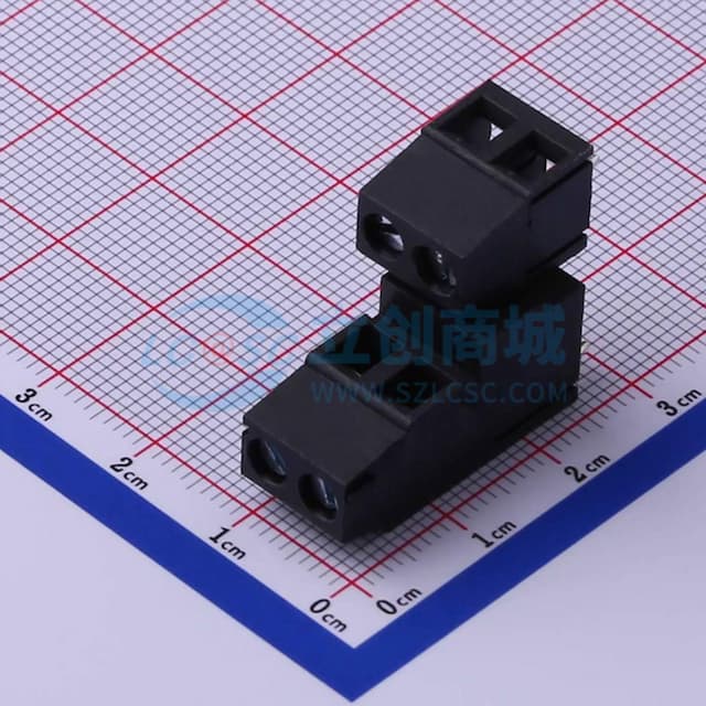 2件套 2x2P 5.08mm 直插 排数:2 每排P数:2【螺钉】实物图