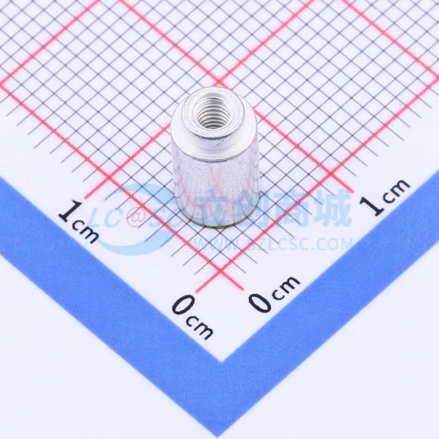 雄和远景，电路板表贴圆螺母柱，M2.5Xφ5.56X8+1.53，铁镀锡，编带装实物图