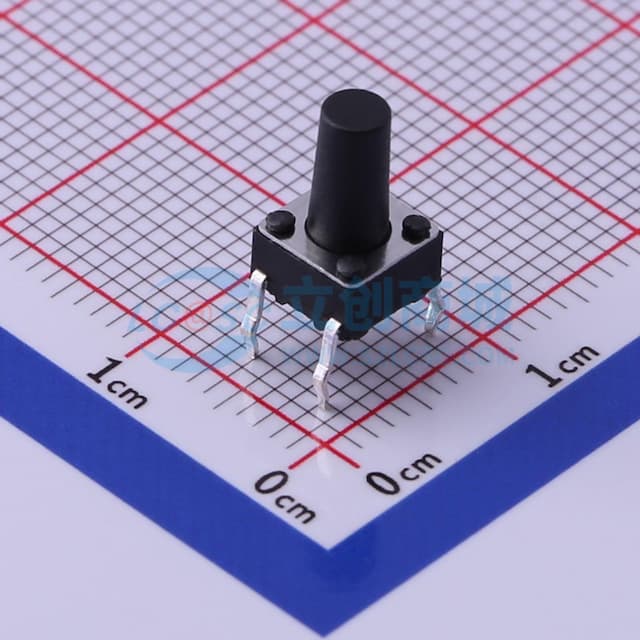 轻触开关6*6*10mm插件四脚DIP圆柄黑柄250gf 【轻触】实物图