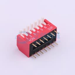 拨码开关红色07P-180度7PIN间距2.54mm立式直插侧拨琴键式7位DIP 【拨码】缩略图