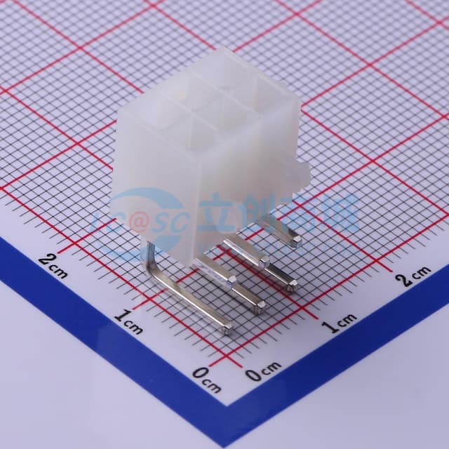 白色半透明 2x3P 间距:4.2mm 弯插【插件】实物图