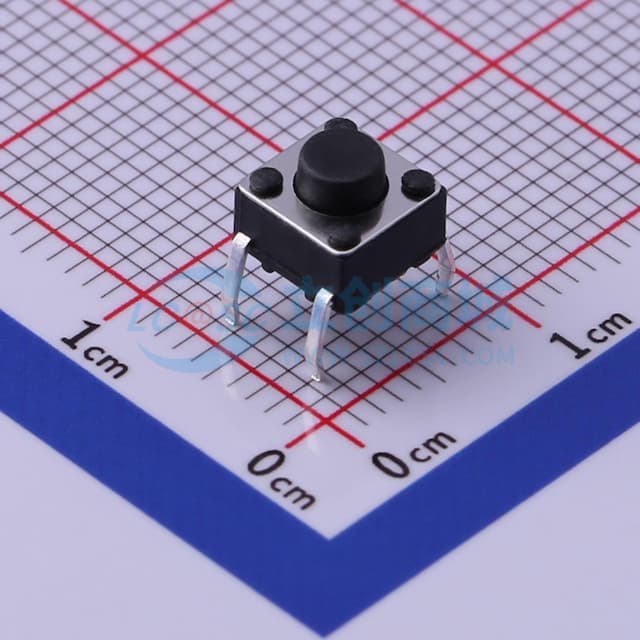 轻触开关6*6*5.0mm插件四脚DIP圆柄黑柄250gf 【插件】实物图