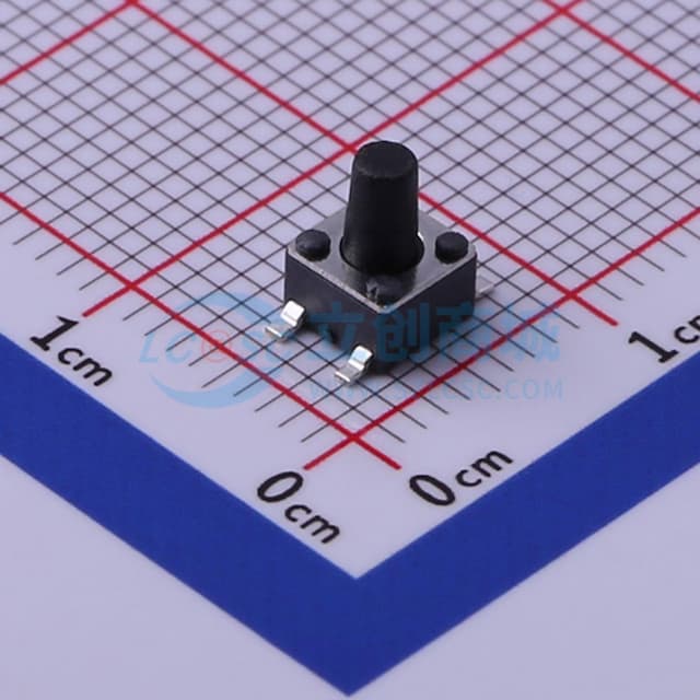 轻触开关4.5*4.5*6.5mm贴片四脚正按圆柄250gf实物图