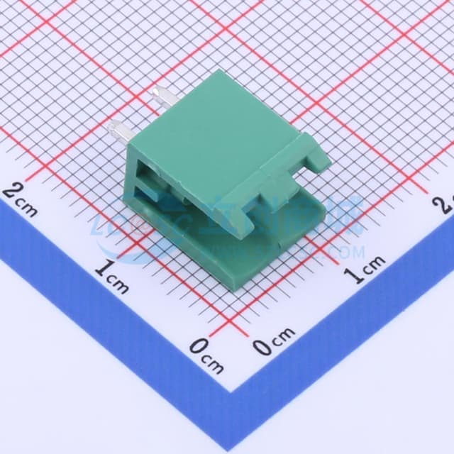 1x2P 5.08mm 排数:1 每排P数:2 【插件】实物图