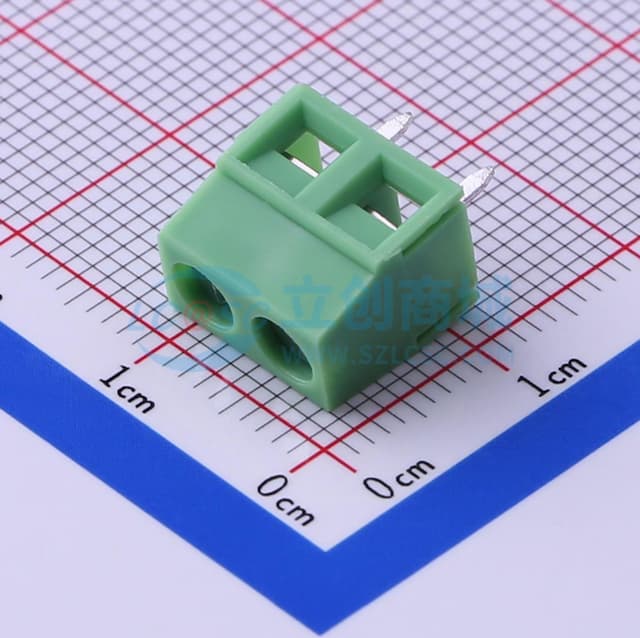 1x2P 5.08mm 直插 排数:1 每排P数:2 【螺钉】实物图