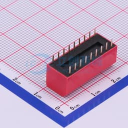 拨码开关红色09P-180度9PIN间距2.54mm立式直插侧拨琴键式9位DIP 【拨码】缩略图