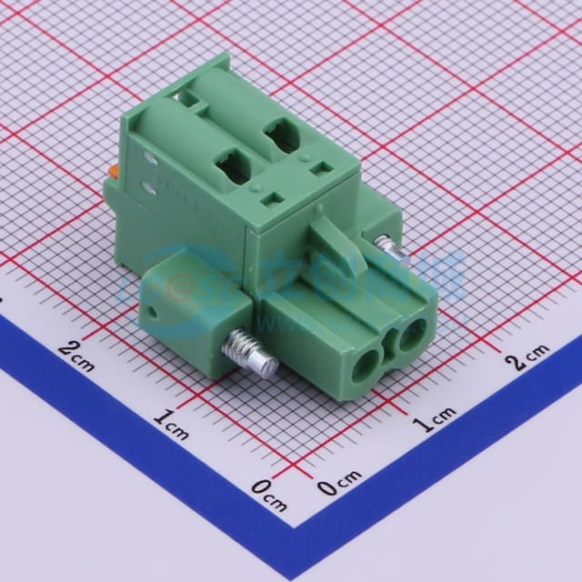 5.08mm 1x2P 排数:1 每排P数:2 螺丝固定实物图