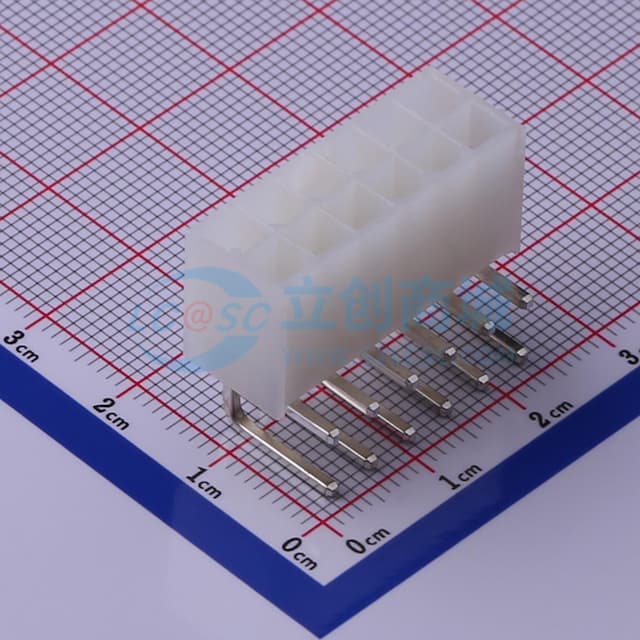 白色半透明 2x6P 间距:4.2mm 弯插【插件】实物图