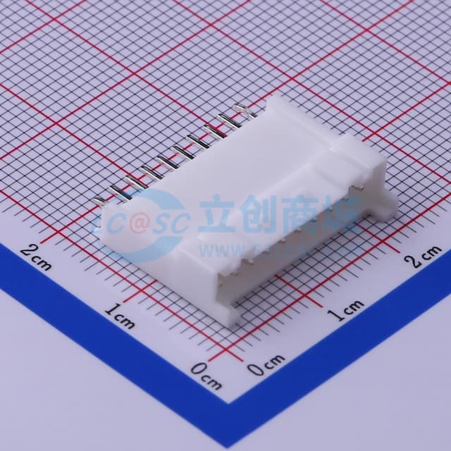 白色 1x10P 间距:2mm 直插【插件】实物图