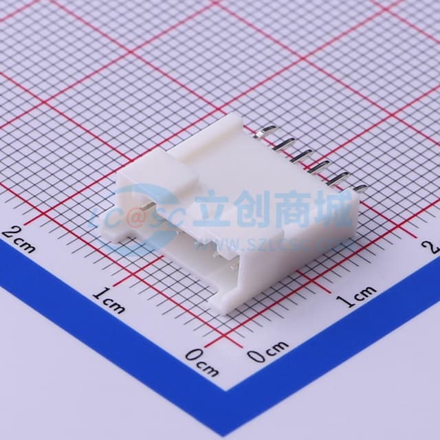 白色 1x6P 间距:2mm 直插【插件】实物图