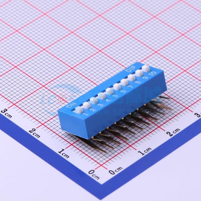 间距2.54mm 平拨,凸起式 10位拨码开关 【拨码】实物图