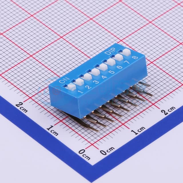 间距2.54mm 平拨,凸起式 8位拨码开关 【拨码】实物图