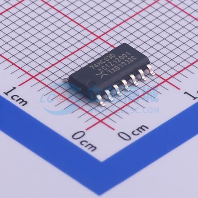 漏极开路输出，四路二输入与非门实物图