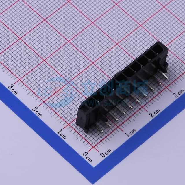 黑色 1x10P 间距:3mm 弯插【插件】实物图