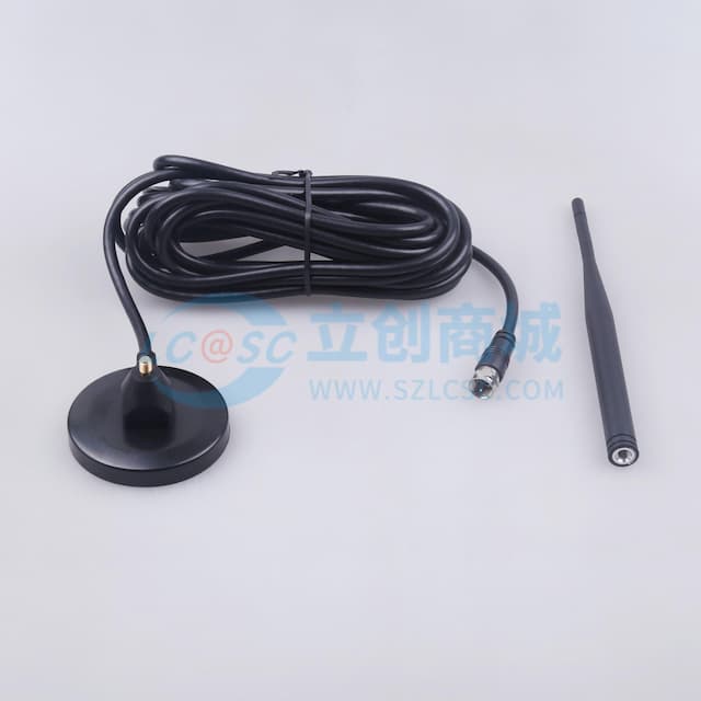 数码通讯电视天线,F公头公针,RG59线,L=5M,铁座,黑色实物图