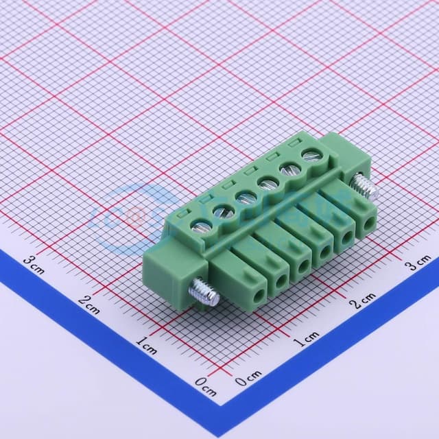 3.81mm 1x6P 排数:1 每排P数:6 螺丝固定实物图