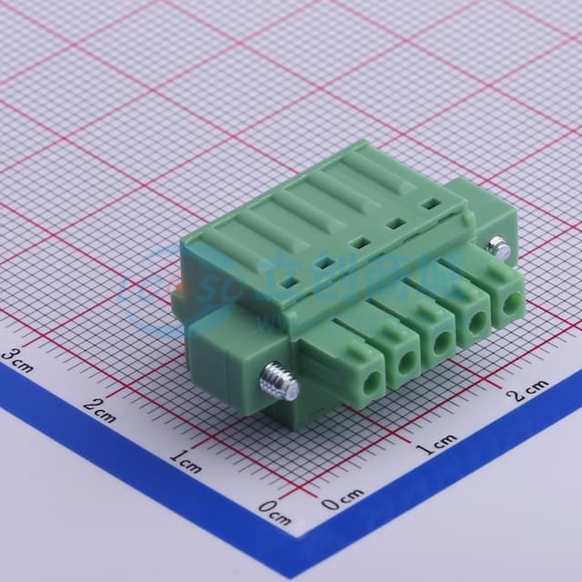 3.81mm 1x5P 排数:1 每排P数:5 螺丝固定实物图
