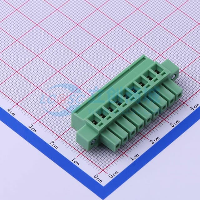 3.81mm 1x9P 排数:1 每排P数:9 螺丝固定实物图