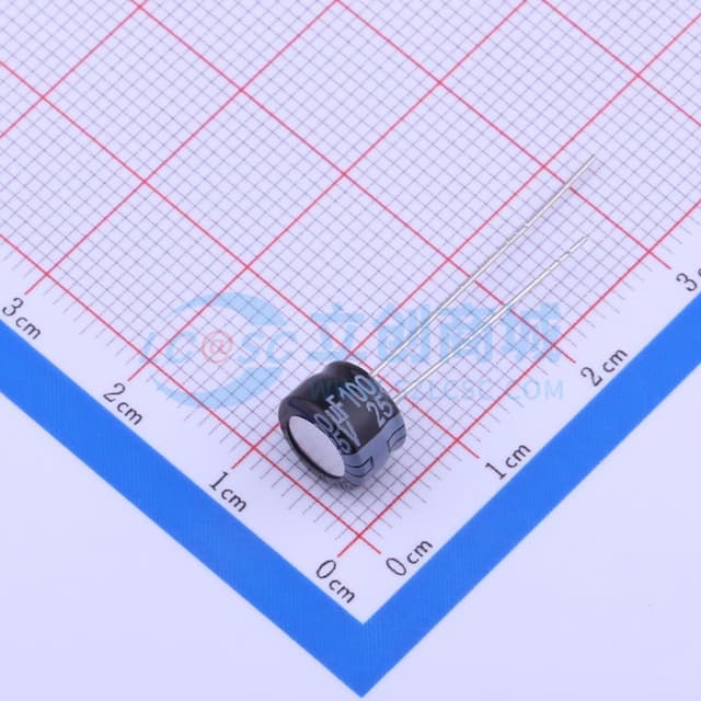 100uF ±20% 25V 【引线】实物图