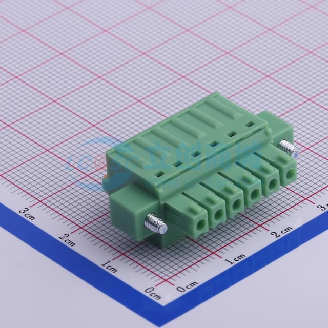 3.81mm 1x6P 排数:1 每排P数:6 螺丝固定实物图