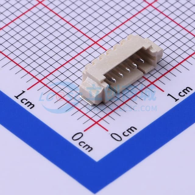 1x6P 间距:1.25mm 卧贴 【插件】实物图