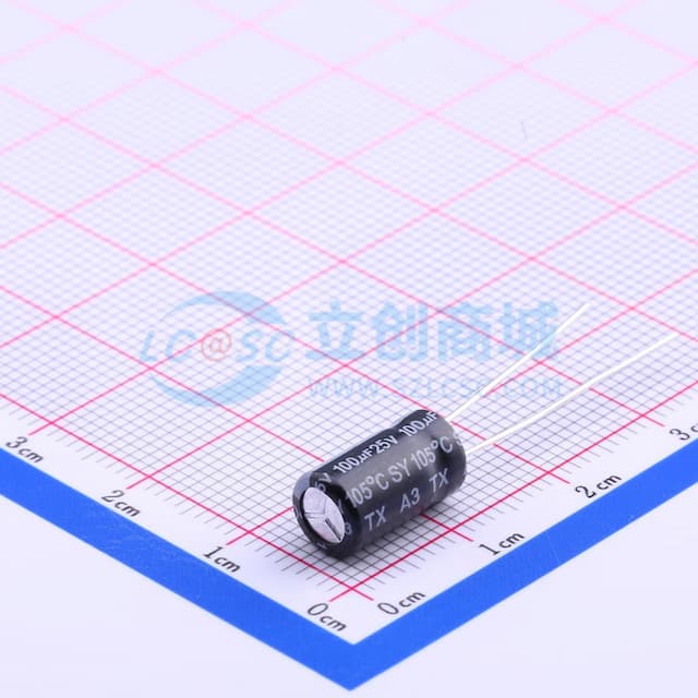 100uF ±20% 25V 【引线】实物图
