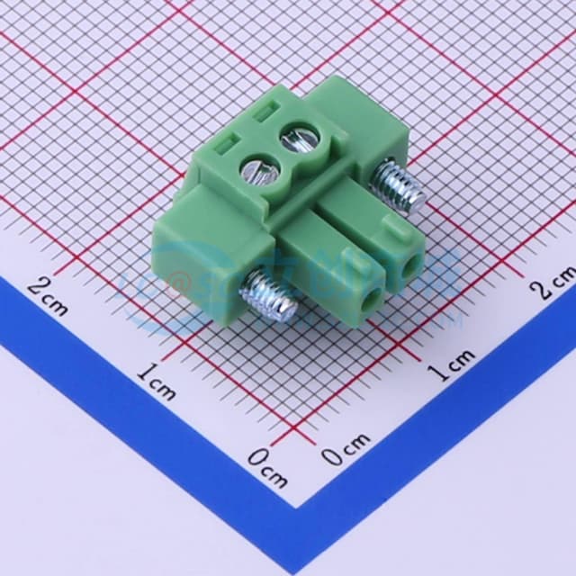 3.81mm 1x2P 排数:1 每排P数:2 螺丝固定实物图