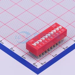间距2.54mm 平拨,凸起式 10位拨码开关 【插件】缩略图