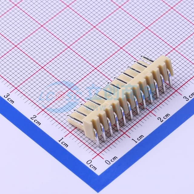 米黄色 1x12P 间距:2.54mm 弯插 系列:KK 254(MX2510)【插件】实物图