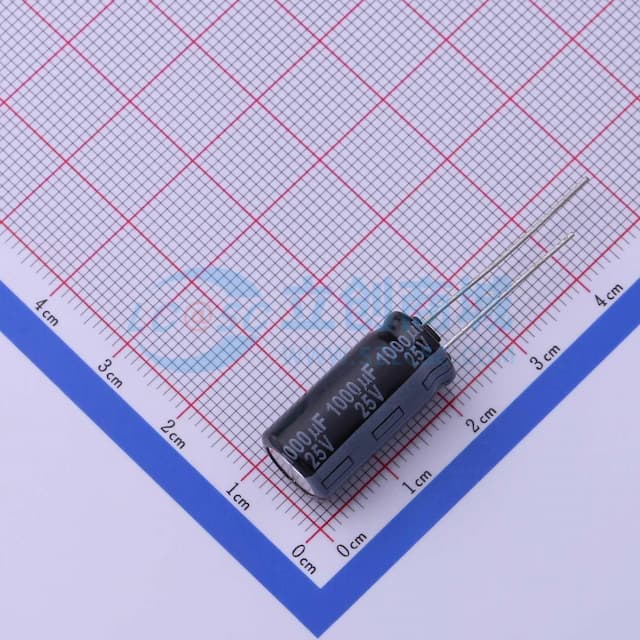 1000uF ±20% 25V 【引线】实物图