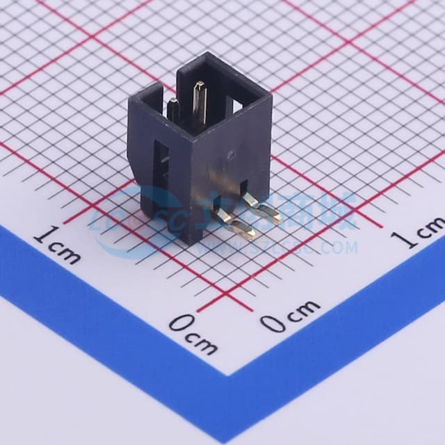 黑色 1x2P 间距:2mm 弯插【插件】实物图