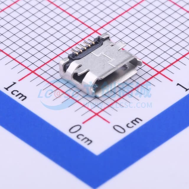 Micro-B 母 卧贴实物图