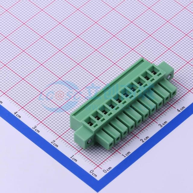3.81mm 1x10P 排数:1 每排P数:10 螺丝固定实物图