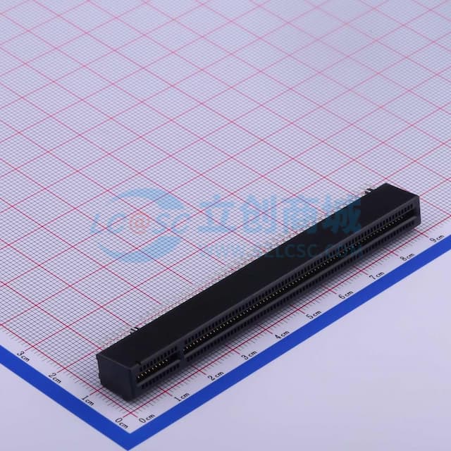 黑色 PCIE3.0 DIP连接器 带双定位柱 卡边缘插槽【“金】实物图